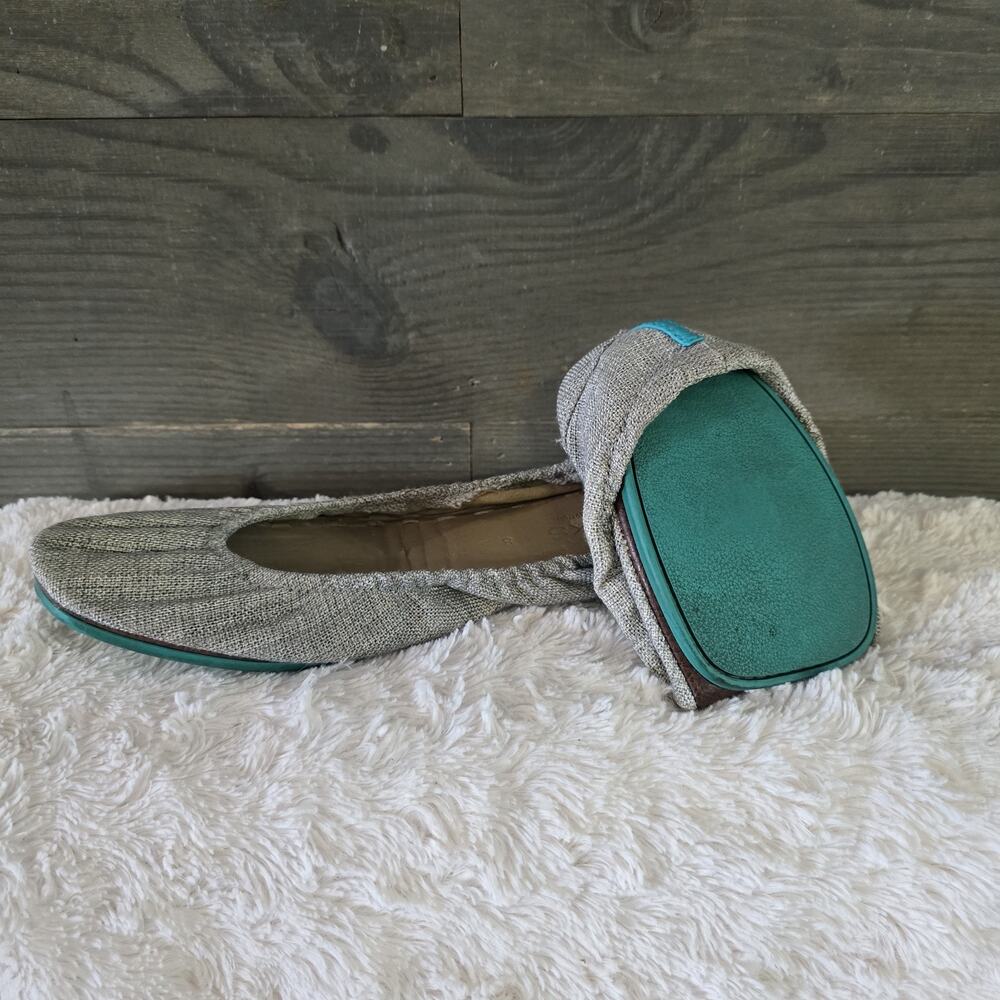 TIEKS by GAVRIELI Silver Gray Lake Fabric Ballet Flats Stretch Womens 8